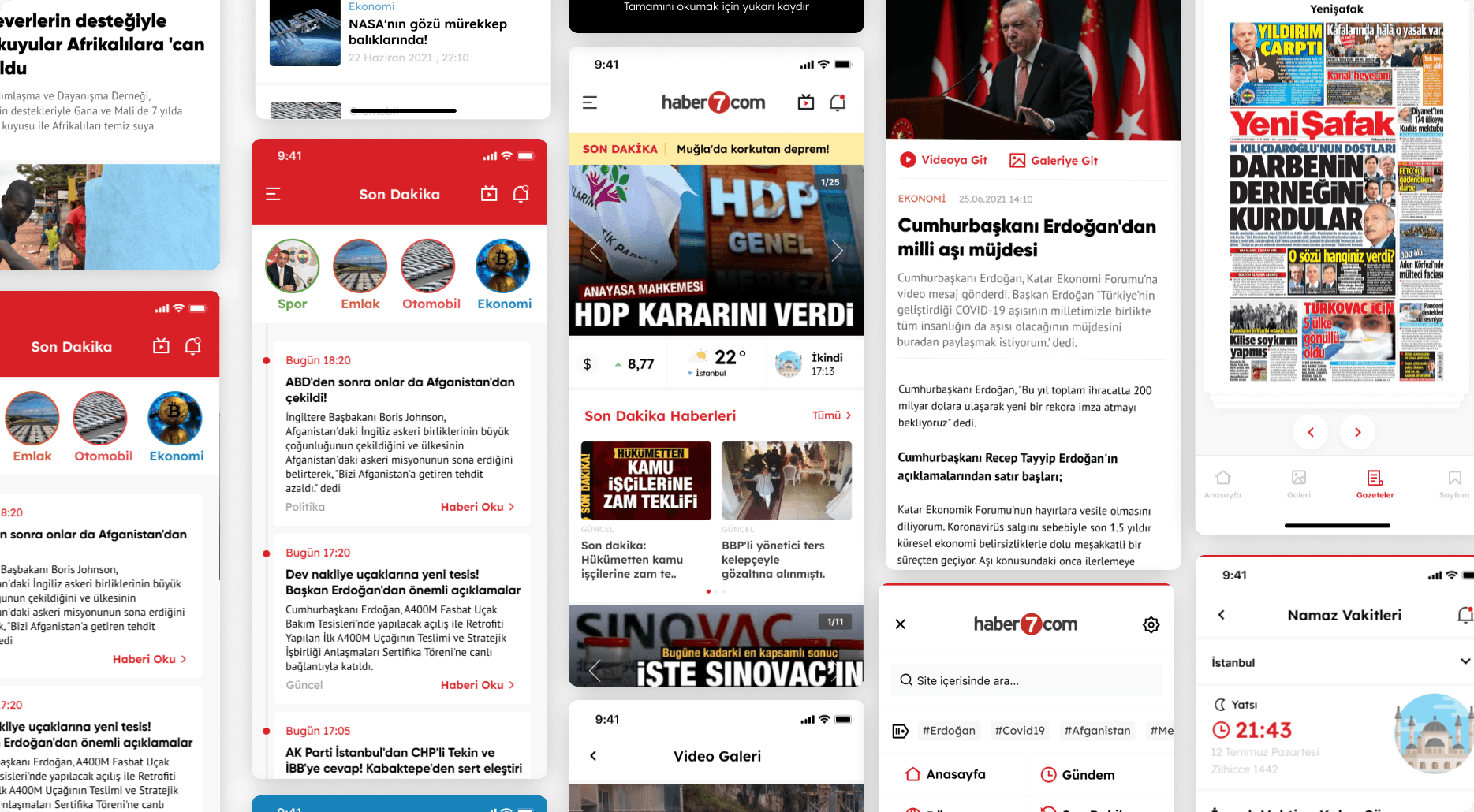 Haber 7 — news platform mobile app screens