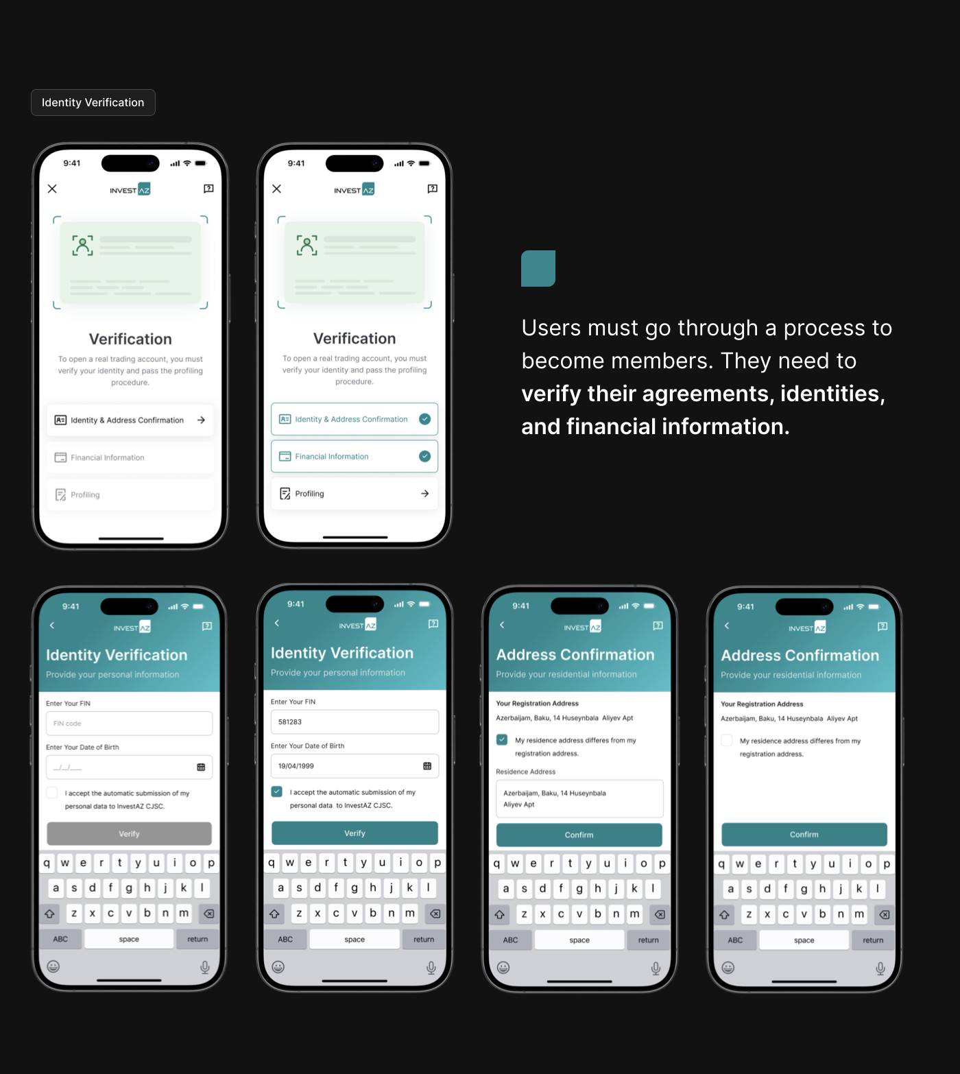 Identity and address verification (KYC) flows
